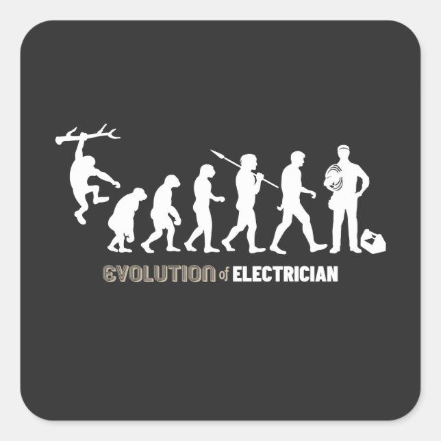 Evolution of Electrician Square Sticker (Front)