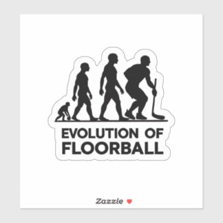 Evolution of Floorball Funny Sports Silhouette Sticker