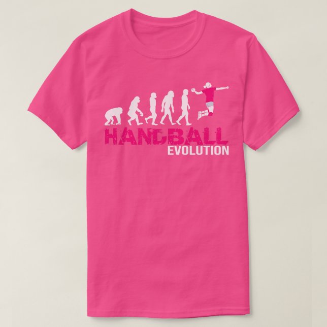 Evolution of Handball Women Gift Girls Pink T-Shirt (Design Front)