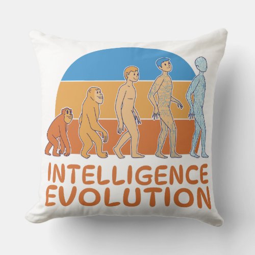evolution of human intelligence throw pillow