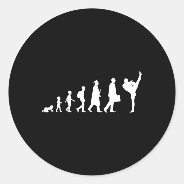 Evolution Of Kickboxing Classic Round Sticker (Front)