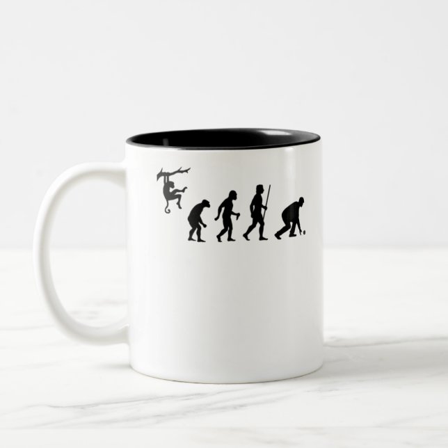 Evolution of Lawn Bowls Two-Tone Coffee Mug (Left)