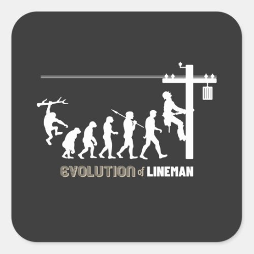 Evolution of Lineman Square Sticker