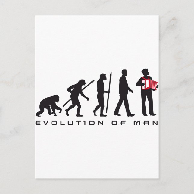 evolution of man accordion player sailor postcard (Front)
