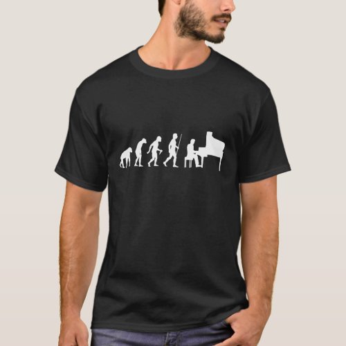 Evolution of Man and Piano T_Shirt