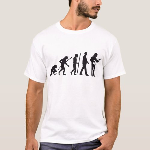 evolution of man banjo player T_Shirt