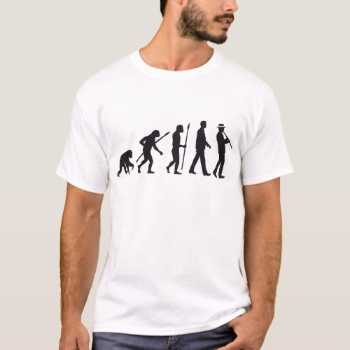 evolution of man clarinet player T_Shirt