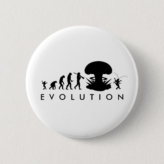 Evolution of Man & Cockroach Funny Evolution Chart Button (Front)