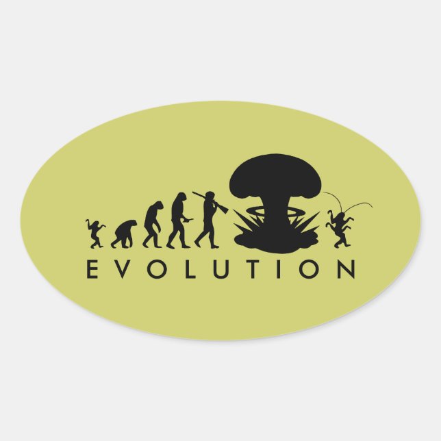 Evolution of Man & Cockroach Funny Evolution Chart Oval Sticker (Front)