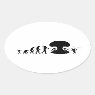 Evolution of Man & Cockroach Funny Evolution Chart Oval Sticker