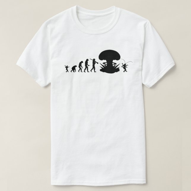 Evolution of Man & Cockroach Funny Evolution Chart T-Shirt (Design Front)