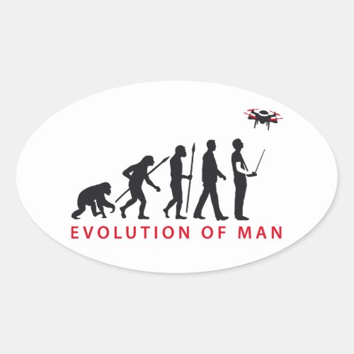 evolution of man controlling oval sticker