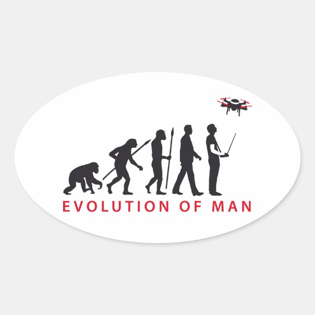 evolution of man controlling oval sticker (Front)