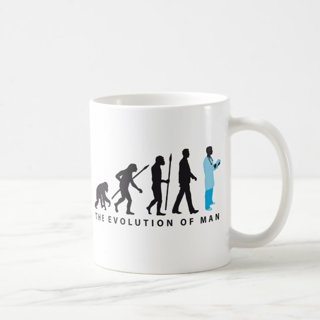 evolution of man doctor of medicine physician coffee mug (Right)