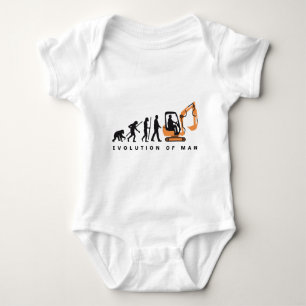 evolution of man excavator driver baby bodysuit