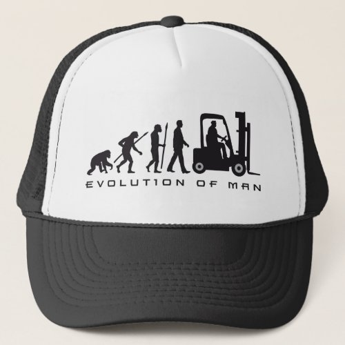 evolution of man forklift driver trucker hat