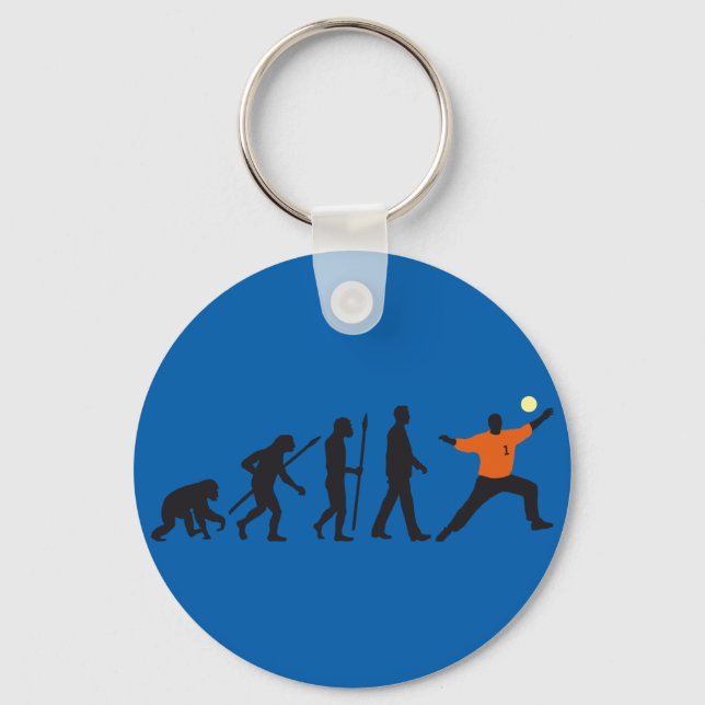 evolution of man handball goal keeper keychain (Front)