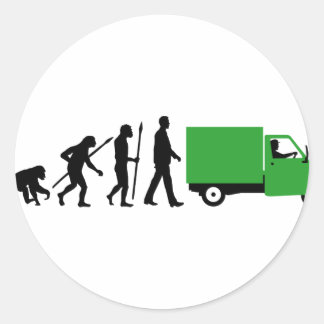 Evolution of man Piaggio Ape mini transport Classic Round Sticker