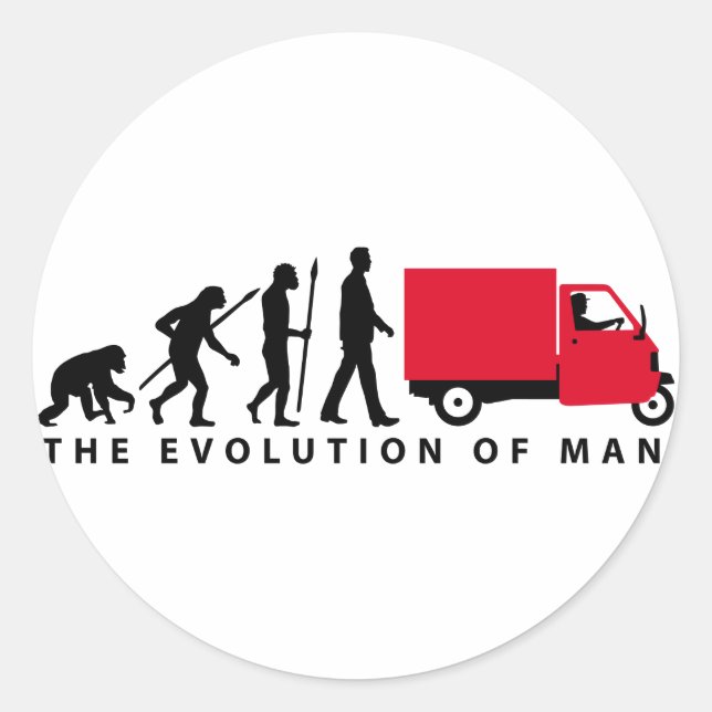 Evolution of man Piaggio Ape mini transport Classic Round Sticker (Front)