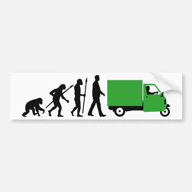 Evolution of man Piaggio Ape mini transporter Bumper Sticker (Front)