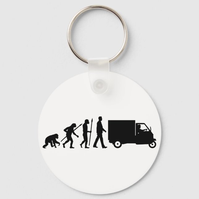 Evolution of man Piaggio Ape mini transporter Keychain (Front)