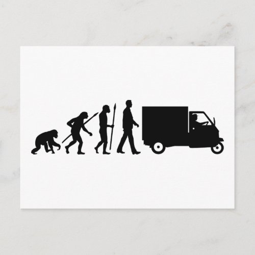 Evolution of man Piaggio Ape mini transporter Postcard
