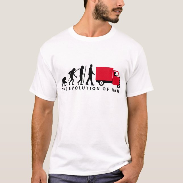 Evolution of man Piaggio Ape mini transporter T-Shirt (Front)