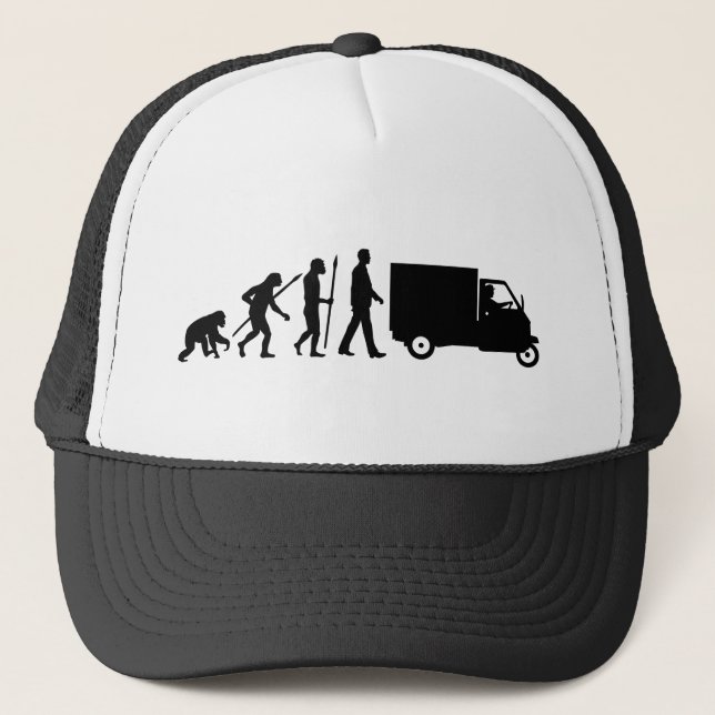 Evolution of man Piaggio Ape mini transporter Trucker Hat (Front)