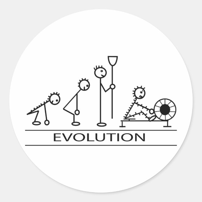 Evolution of man with rowing classic round sticker (Front)