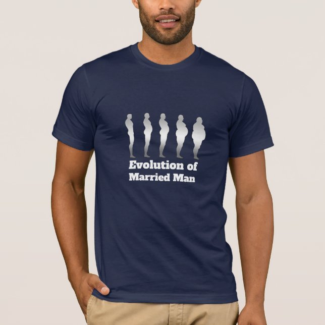 evolution of married man humor funny marriage pun T-Shirt (Front)