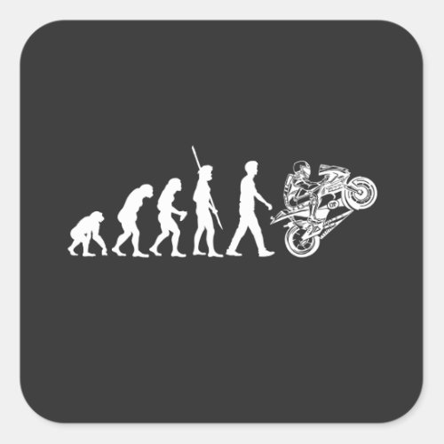 Evolution of Motorcycle Rider Square Sticker