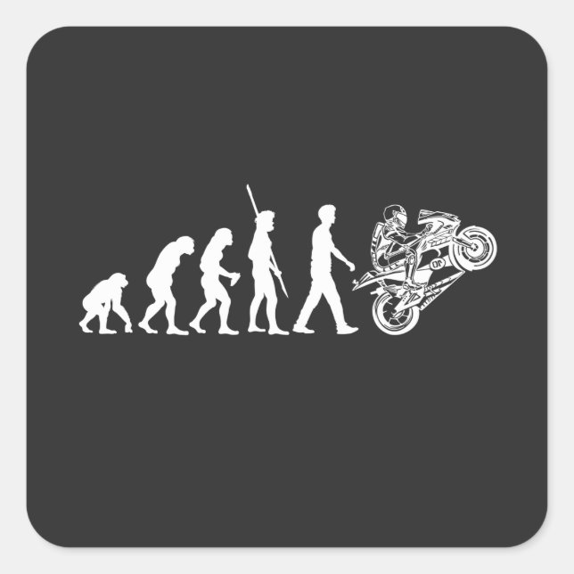 Evolution of Motorcycle Rider Square Sticker (Front)