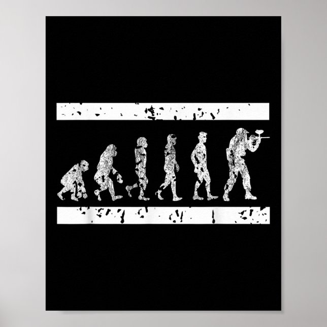 Evolution Of Paintball Player Humor Tactical Game  Poster (Front)