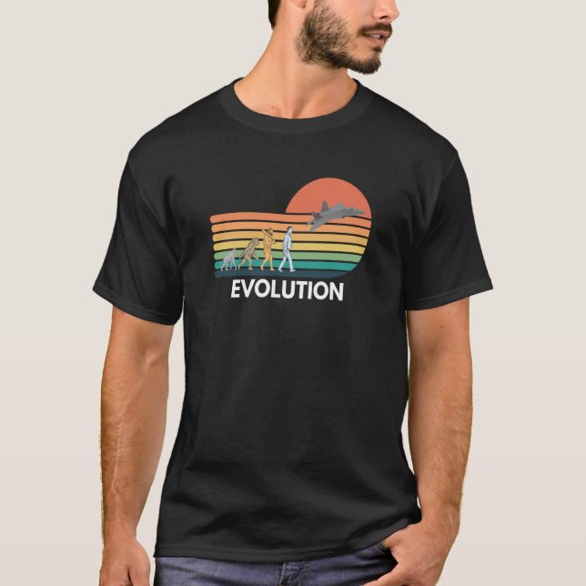 Evolution of Pilot Airplane F22 Aviation T-Shirt (Front)