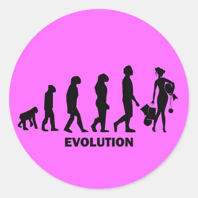 Evolution of shopping classic round sticker (Front)
