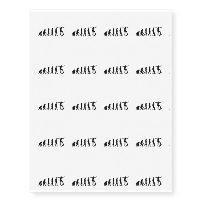 Evolution of Skateboarder Skateboarding Funny Gift Temporary Tattoos (Front)