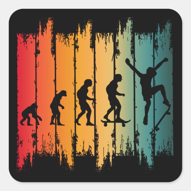 Evolution Of Skateboarding Skater Square Sticker (Front)