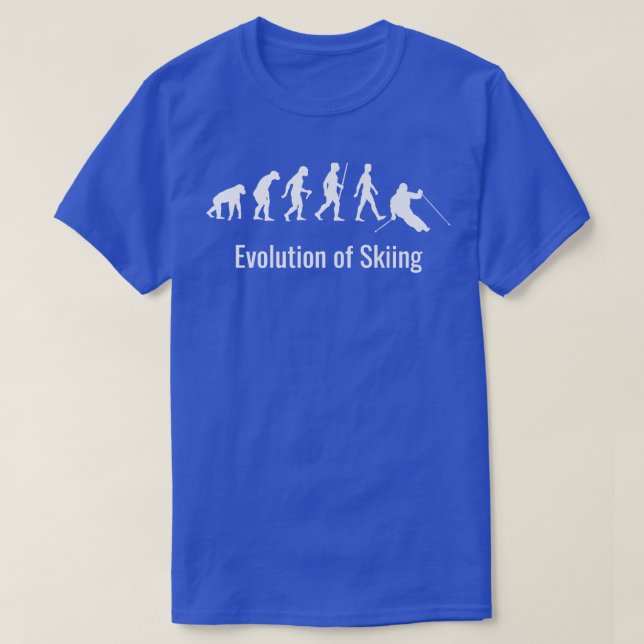 Evolution Of Snow Skiing Funny Sports  T-Shirt (Design Front)