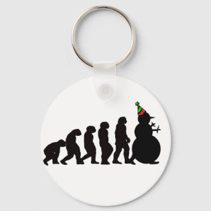 Evolution of Snowman, Fun Winter Apparel and Gifts Keychain