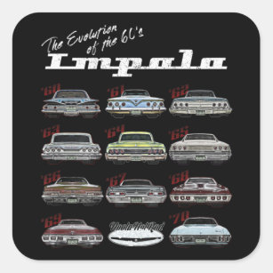 Evolution of the 60s Impala,1960,Hot Rod,Muscle Square Sticker