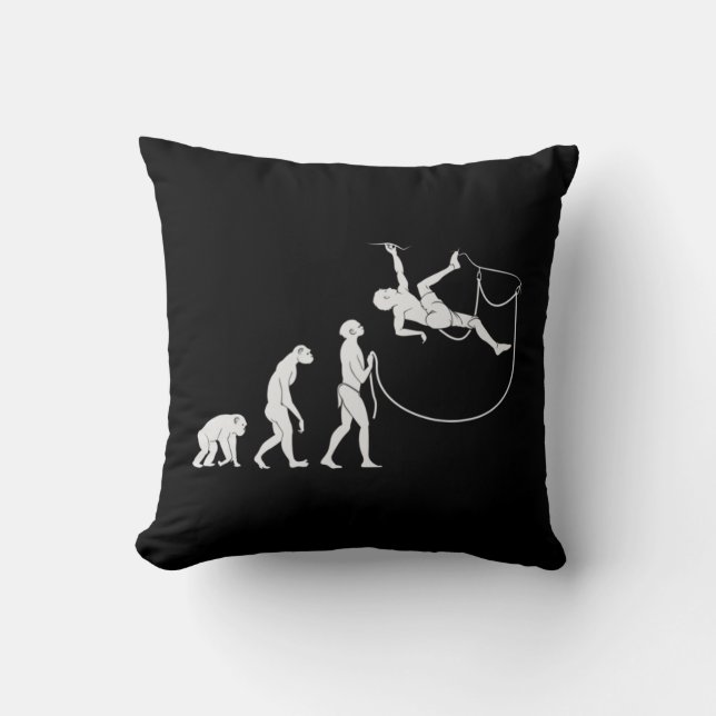 Evolution Of The Climber  Fun Rock Climbing  Throw Pillow (Front)