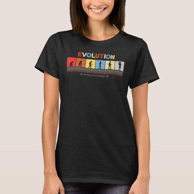 Evolution Of The Human Being Bagpiper Retro 70s Ba T-Shirt (Front)
