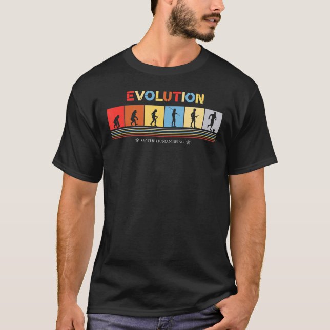 Evolution Of The Human Being Retro 70s Soccer Play T-Shirt (Front)