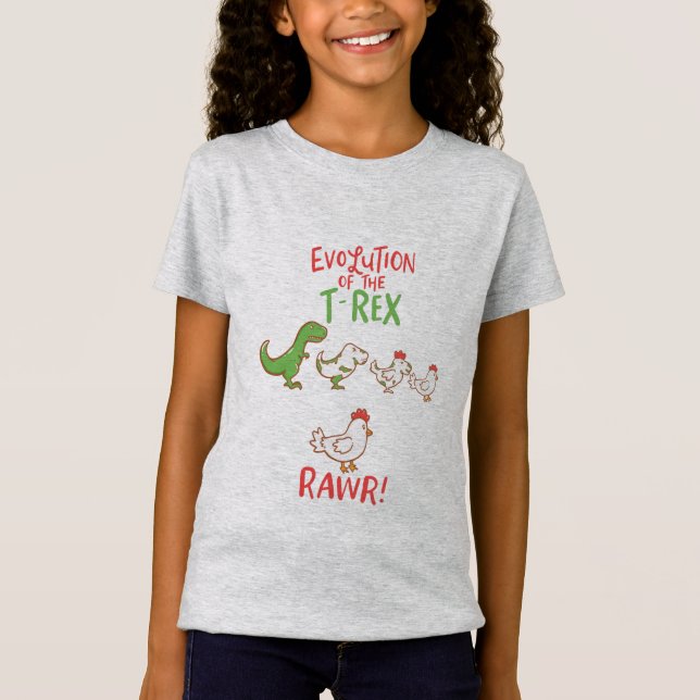 Evolution Of The T-Rex RAWR! Funny Dino Chicken T-Shirt (Front)