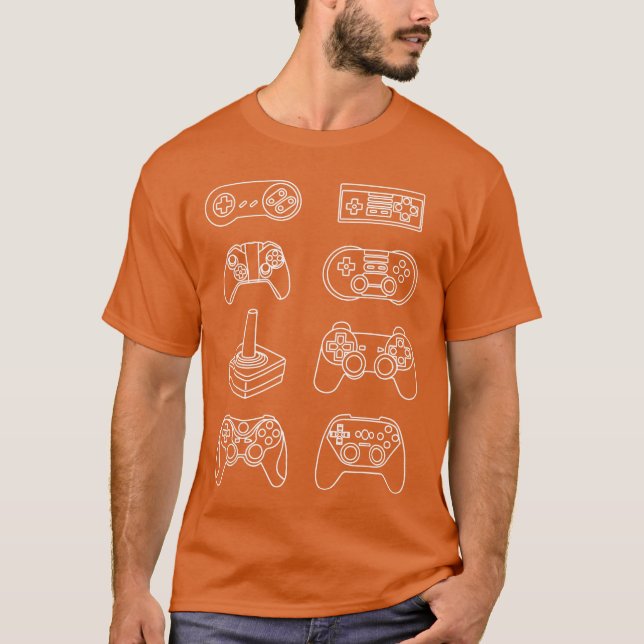 Evolution of Video Game Controllers Geek Nerd Game T-Shirt (Front)