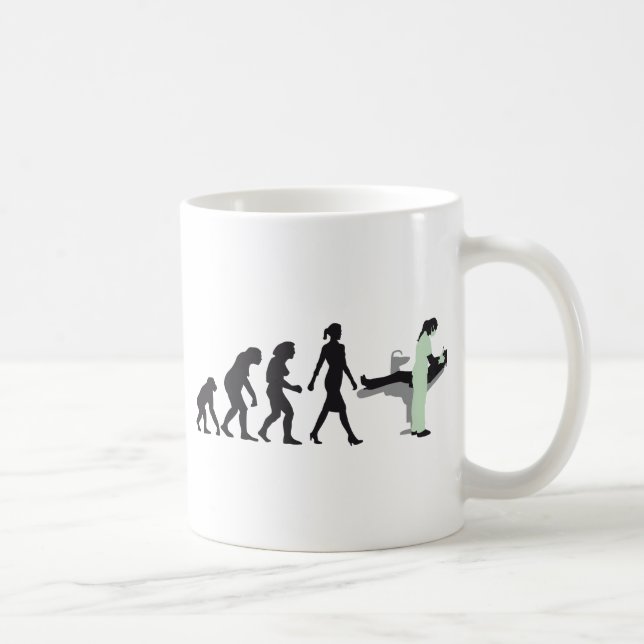 evolution of woman female dentist coffee mug (Right)