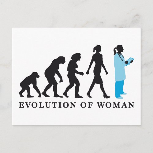 evolution of woman female doctor postcard
