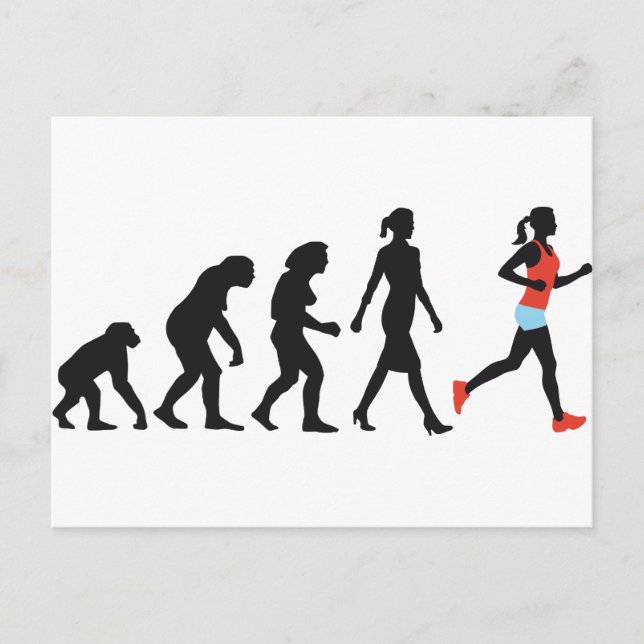 evolution of woman female jogger postcard (Front)