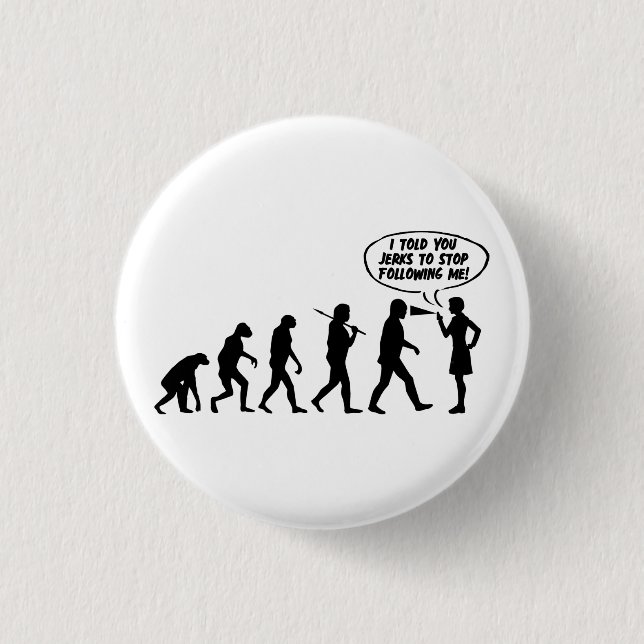 Evolution Of Women Pepper Spray - Funny Feminist Button (Front)