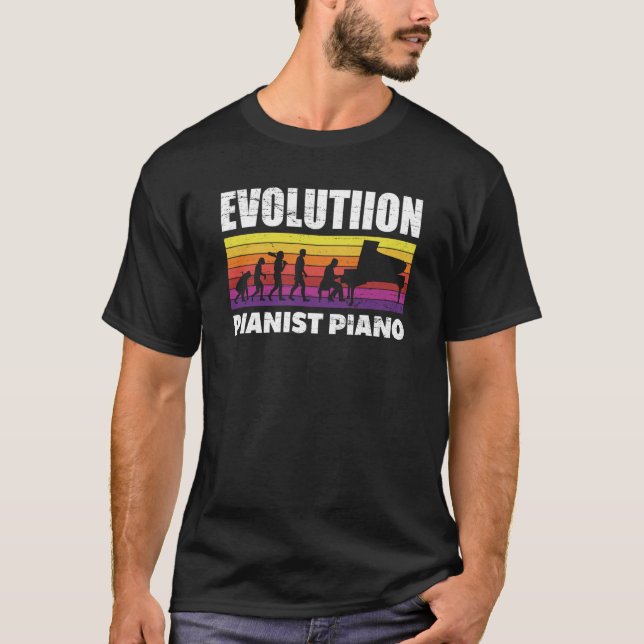 Evolution Piano Musician Keyboard Orchestra T-Shirt (Front)
